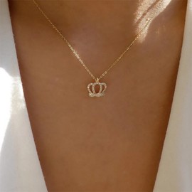 Cybche Boho Kristall Krone Halskette Choker Gold Queen Krone Kette Halskette Krone Cz Anhänger Halskette Krone Strass Halskette Schmuck Für Frauen