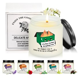 6 Set Scented Candles Gifts Inspirational Candles for Coworker Employee Appreciation Week Mother's Day Birthday Funny Dumpster Aromatherapy Gifts, 3.5 oz 6 Fragrances(Fresh Scents)