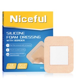 10 Count Silicone Foam Dressing 1.6" x 2", Wound Dressing for Minor Surgical Incisions, Abrasions, Absorbent Silicone Bandages for Sensitive Skin, Small Bed Sore Bandages