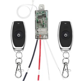 Meskliu 12v Mini Wireless Switch,Dry Contact RF Switch,DC 3.7V/5V/12V 2A Relay,Wireless Light Switch and Receiver Kit,Remote Control Switch with 164ft Long Range,for Door,Lamps,LED Lights,Fans