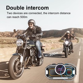 OBEST Motorcycle Intercom Headset Helmet with Noise Cancelling Hands-Free Kit and FM Radio for All Helmet Types