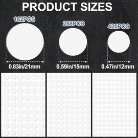 Pndeyo 9 Sheet Self-Adhesive Screw Cover Stickers, PVC Non-Faded Screw Hole Cover Caps, 12mm 15mm 21mm Dustproof Sticky Decals for Various Furniture Cabinet- White