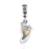 Baby Feet Dangle 925 Sterling Silver Charm Heart & Love