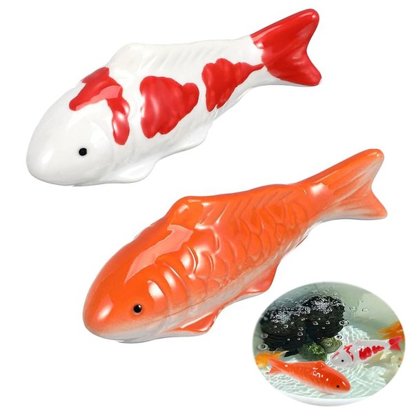 Xusxes Set of 2 Floating Ceramic Fish Aquarium Decoration Fish