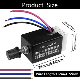 mxuteuk 2PCS 12V/24V DC Motor Speed Controller Switch Universal Electronic Stepless Speed Regulator Switch for Car Truck Fan Heater Control M-H-002
