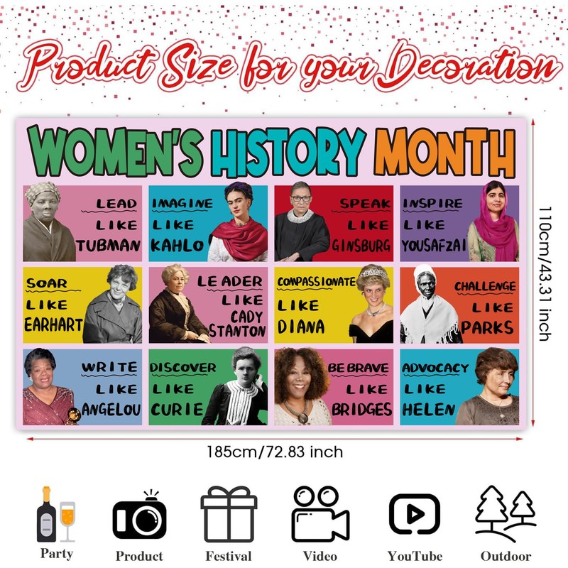 Womens History Month Decorations, Womens History Month Banner Backdrop for