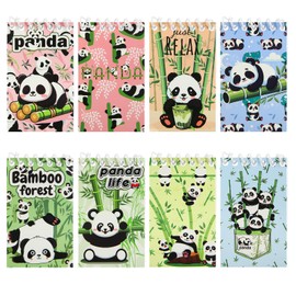 Boerni 8 Pcs Cute Panda Mini NotePads Kawaii Cartoon Spiral Pocket Notebook Animal Memo Notebooks Birthday Teacher Classroom Rewards Supplies for Kids Party Goody Bags Stuffers