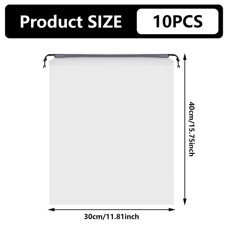 Henyall 10Pcs Drawstring Storage Bag,Foldable Clear Storage Bag,Waterproof Plastic Thickened