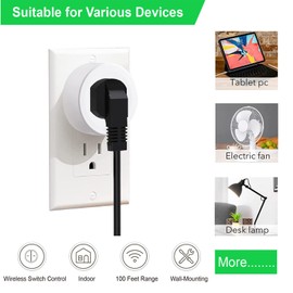 KCMYTONER 4SET Wireless Smart Plug Outlet with Remote(No WiFi), Long Wireless Distance, IP66 Waterproof Suitable for Home Appliances Such as Exhaust Fans, Computers, TVs, Air Conditioners, etc.