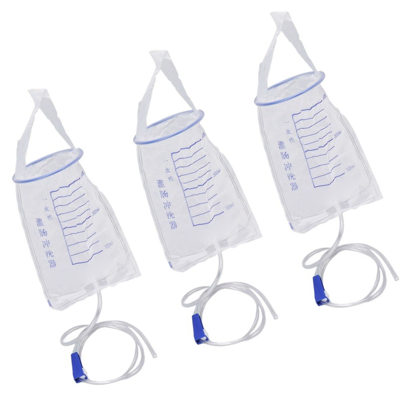 10PCS Enema Bag Set 1000ML Silicone Reusable Hangable Enema Cleaner