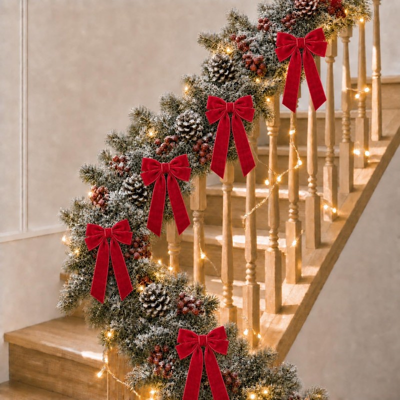 Red Velvet Christmas Tree Bows, 24 Pack, 5.1 x 10.2