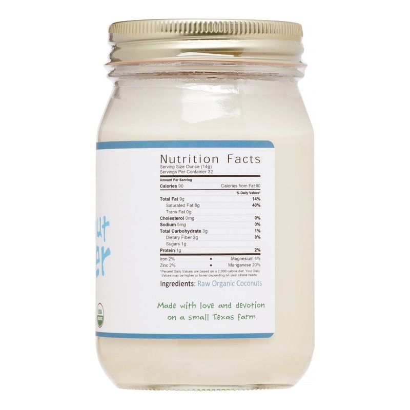 Jiva Organics RAW Organic Coconut Butter 16 Ounce Jar -