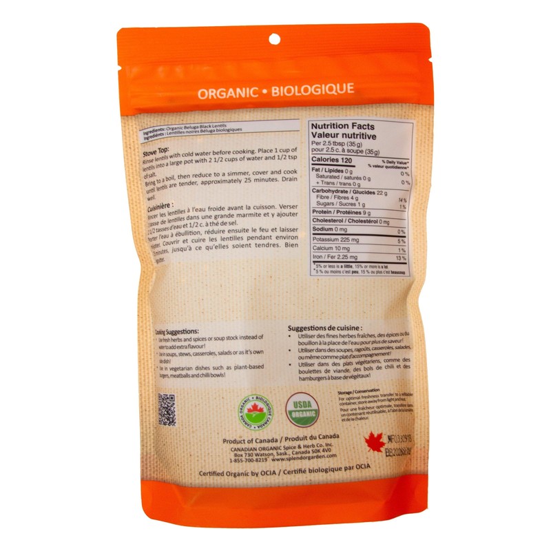 Organic Beluga Black Lentils - 600g