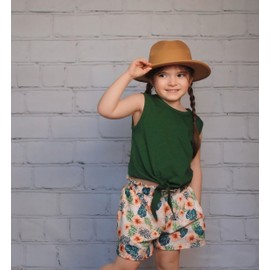 Arshiner Girls Summer Clothes 2 Piece Outfits Cute Clothing Boho Green Tank Top Floral Leaf Pocketed Shorts Sets