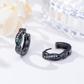 KoyeKei Black Twisted Hoop Earrings for Women Men 925 Sterling Silver Turquoise Twist Infinity Huggie Earrings Hypoallergenic Jewelry Fathers Day Birthday Gifts for Husband