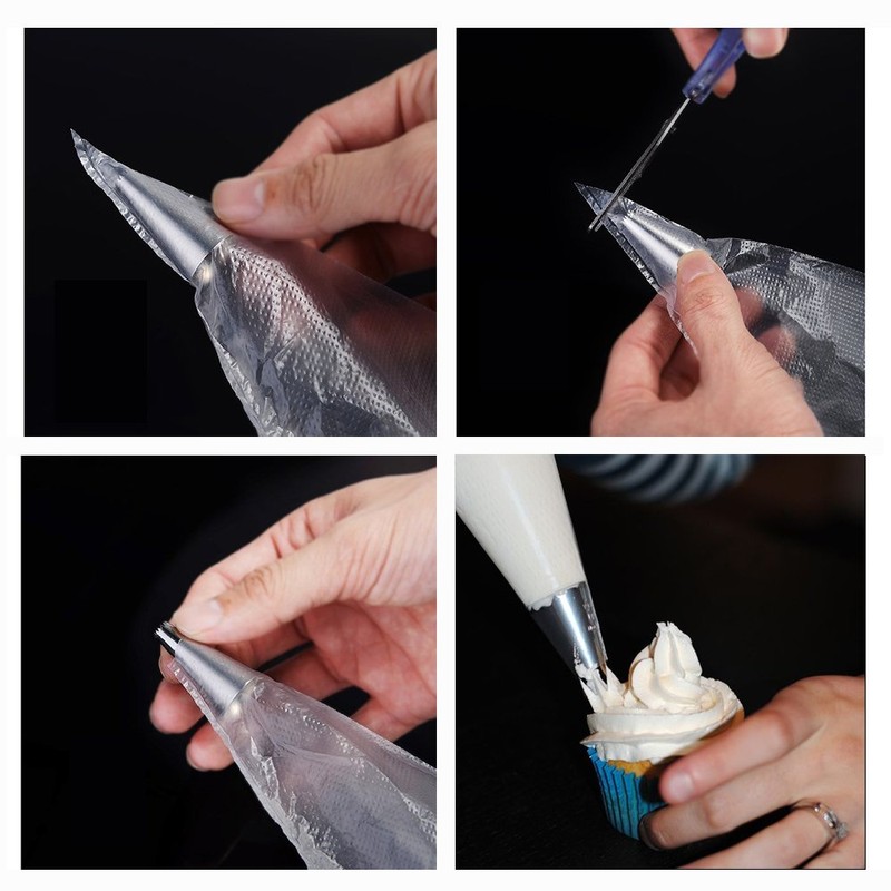 Ilauke Pack of 100 Reinforced Disposable Plastic Pastry Icing Piping Pouches