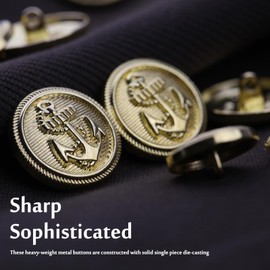 14pcs Metal Gold Blazer Buttons Set 18mm 23mm Gold Buttons for Suit Coat Uniform Jacket Blazer Buttons for Men Suits Buttons