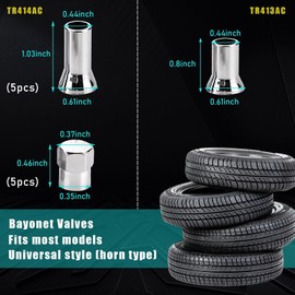 Generic 5 Sets Chrome Plated Valve Stem Cover, Stainless Wheel Valve Stem Sleeve and Cap Dress Up Kit, Leak Proof Car Tire Air Valve Caps, Auto Decor Accessories for Most Vehicles (TR414AC10)