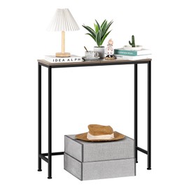 OYEAL Narrow Entryway Table 29.5" Industrial TV Console Table Small Entrance Hallway Table for Bedroom, Living Room, Foyer, with Metal Frame and Adjustable Feet, Rustic Grey