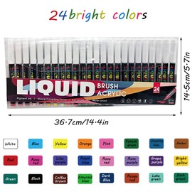 Acrylic Paint Pens 24 Colors Acrylic Art Permanent Markers for Rock Canvas Wood Glass Fabric Painting Coloring Pen