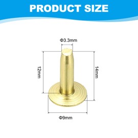 PATIKIL 9x3.3x12mm Leather Rivets and Burrs, 100 Sets Leather Rivets and Washers Brass Fastener Metal Studs Posts for Leather Craft, Belts, Wallets, Collars, DIY Crafts