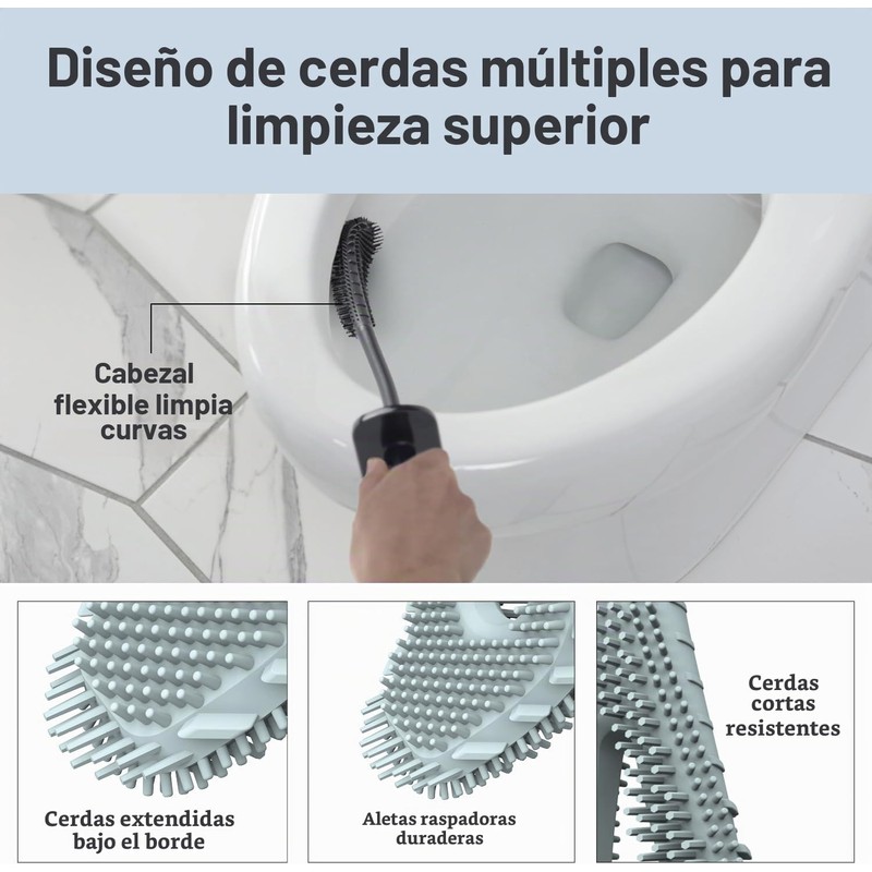 Cepillo para inodoro Casabella 8500401 inteligente con cerdas de silicona