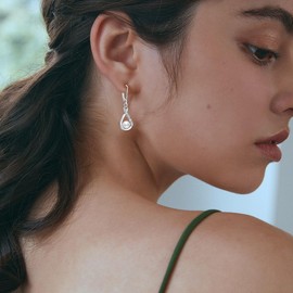 Wedding Earrings Women's 925 Silver Infinity Drop Earrings Cultured Pearls Bridal Earrings Wedding Jewellery for Bridal Women, Sterling Silver, No Gemstone