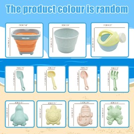 Coriver Sandspielzeug Set, 11 Stück Sandkasten Spielzeug mit Faltbarer Eimer, Silikon Sandspielzeug Strand Spielzeug, Sandelsachen für Kinder, Sandkastenspielzeug für Junge Mädchen Alter 3-5