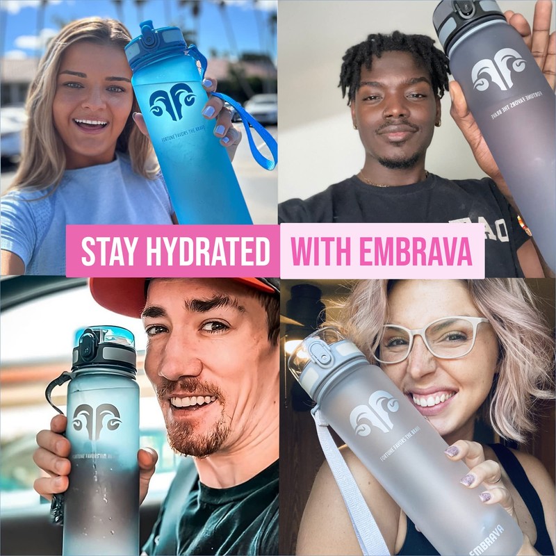 Embrava Best Sports Water Bottle - 32 oz - Spillproof