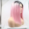 variouswig pink with brown root lace front wig 14 inches