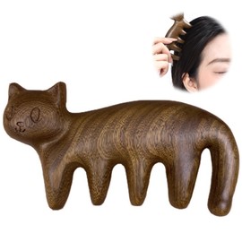 EsiFare Women's Comb Comb, Wooden Comb, Cute, Cat Shaped Wooden Comb, Lightweight, Easy to Carry, Easy to Install and Use, Approx. 3.7 x 2.2 inches (9.5 x 5.5 cm), Approx. 1.6 oz (45 g)