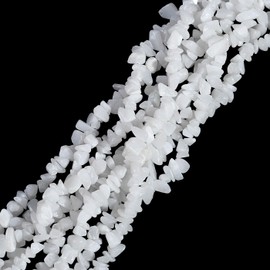 XIANNVXI 400 Beads, White Jade, for Threading, Crystals, Natural Stone Beads for Making Bracelets, Chains, Crafting, Irregular Gemstones, Drilled, DIY Jewellery, 5-8 mm