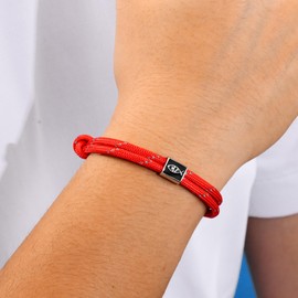 J.Endéar Nautical Bracelet for Men, Christian Fish Bracelet 925 Sterling Silver for Women, Paracord Surf Bracelet for Boys, Red