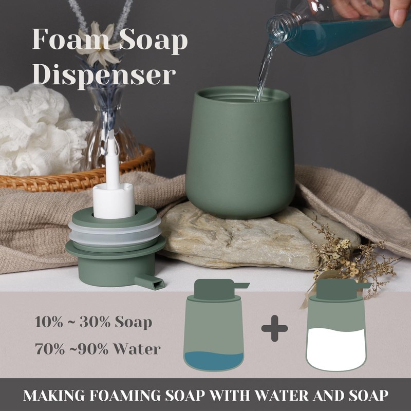 INGOFIN Ceramic Foaming Soap Dispenser - 12oz Foam Hand Soap