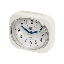 Trevi Retro Bedside/Travel Alarm Clock with LED Backlight and Silent Sweep Second Hand, White, 10x3.6x8 cm