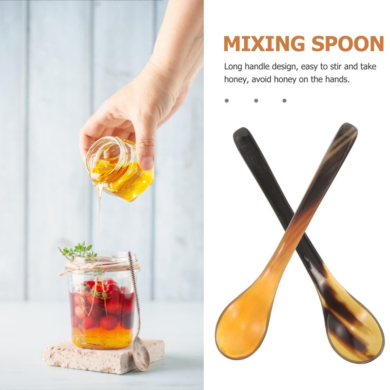 IMIKEYA Set of 4 Horn Egg Spoons Drinks Stirring Spoon