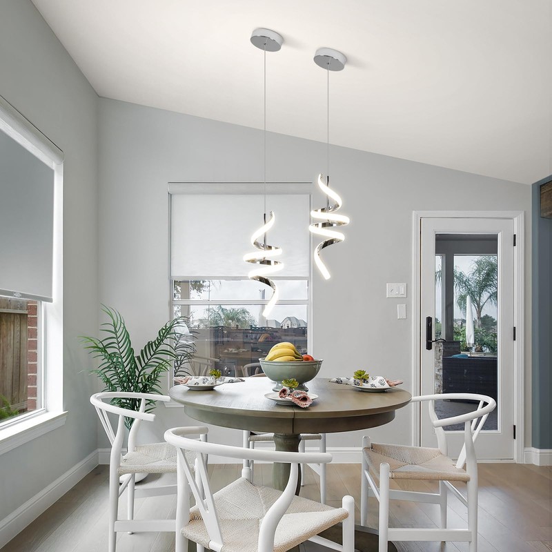 Sovinzert Modern Spiral LED Pendant Lights Kitchen Island, 22W Adjustable