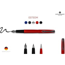 DIPLOMAT - Füllfederhalter Esteem Lack Rot - Schick und elegant - 5-Jahre-Garantie - Lack Rot