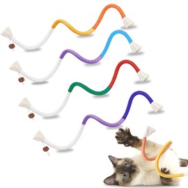 Catnip Toy Bite Rope, 4 Pcs Interactive Cat Toy for Indoor Cats Adult kitten Teething Toys in Assorted Colors for Stress Release Teeth Cleaning