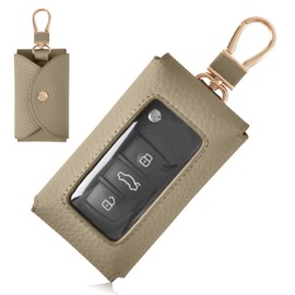 Shirizu Women's Car Key Case, Clear Window, Men's, Car Key Case, Key Cover, Cute, Carabiner, Keyring, Can Be Operated While Inserted, Compact, Lightweight, Stylish, Casual, Smart Key Case, PU Leather