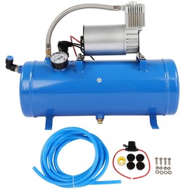 STAYTOP 1.6 Gallon Train Air Horn Tank with 150 PSI Air Compressor Onboard System Kit for Car Train Truck Horn