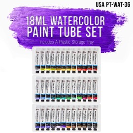 U.S. Art Supply 36 Color Watercolor Paint Set – Professional Watercolor Paint Set for Artists & Beginners, Watercolor Paint Tubes (18ml) – Water Colors Paint Adult Set for Canvas & Portraits