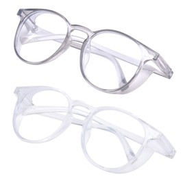 Outray 2 Pack Safety Glasses Anti Fog Stylish Round Clear Safety Goggles Protective Eyewear Blue Light Blocking Glasses for Women Men