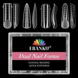 EBANKU Clear Matte Poly Gel Nail Forms 4 Styles, 96PCS Dual Nail Forms Full Cover Nail Mold Tip