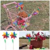 5 Pcs Wind Spinners Wooden Pole Rainbow Windmill Plastic Rainbow