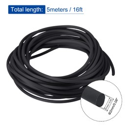 MECCANIXITY Rubber Cord Tube 16ft(5 m) 2mm Dia 1mm Hole Black Hollow Tubing for DIY Craft Beading Necklaces Bracelet