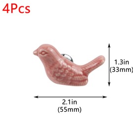 Geesatis 4 Pcs Toilet Tank Button Ceramic Sticky Toilet Press Flush Button Pusher Tool, Pink Bird