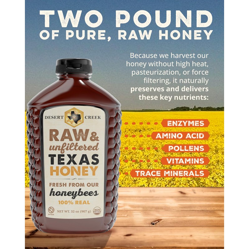 Desert Creek Honey - 100% Unfiltered, Pure, Raw Honey from