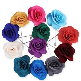 16Pack- Multicolor Flower Lapel Pins Stick Brooch, Handmade Camellia Flower Boutonniere for Men Women Suit Wedding Party