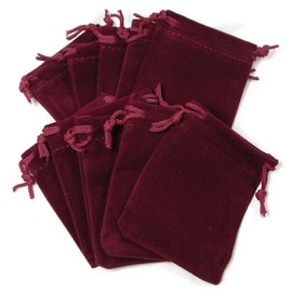 Bedazzlinbeads 10 Soft Velvet Dark Red Small - Big Jewelry Drawstring Gift Pouches in a Deep Burgundy (Small (2 3/4 x 2 inches))